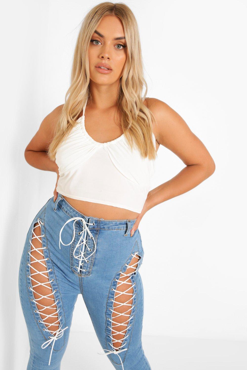 Destroyed plus size store jeans